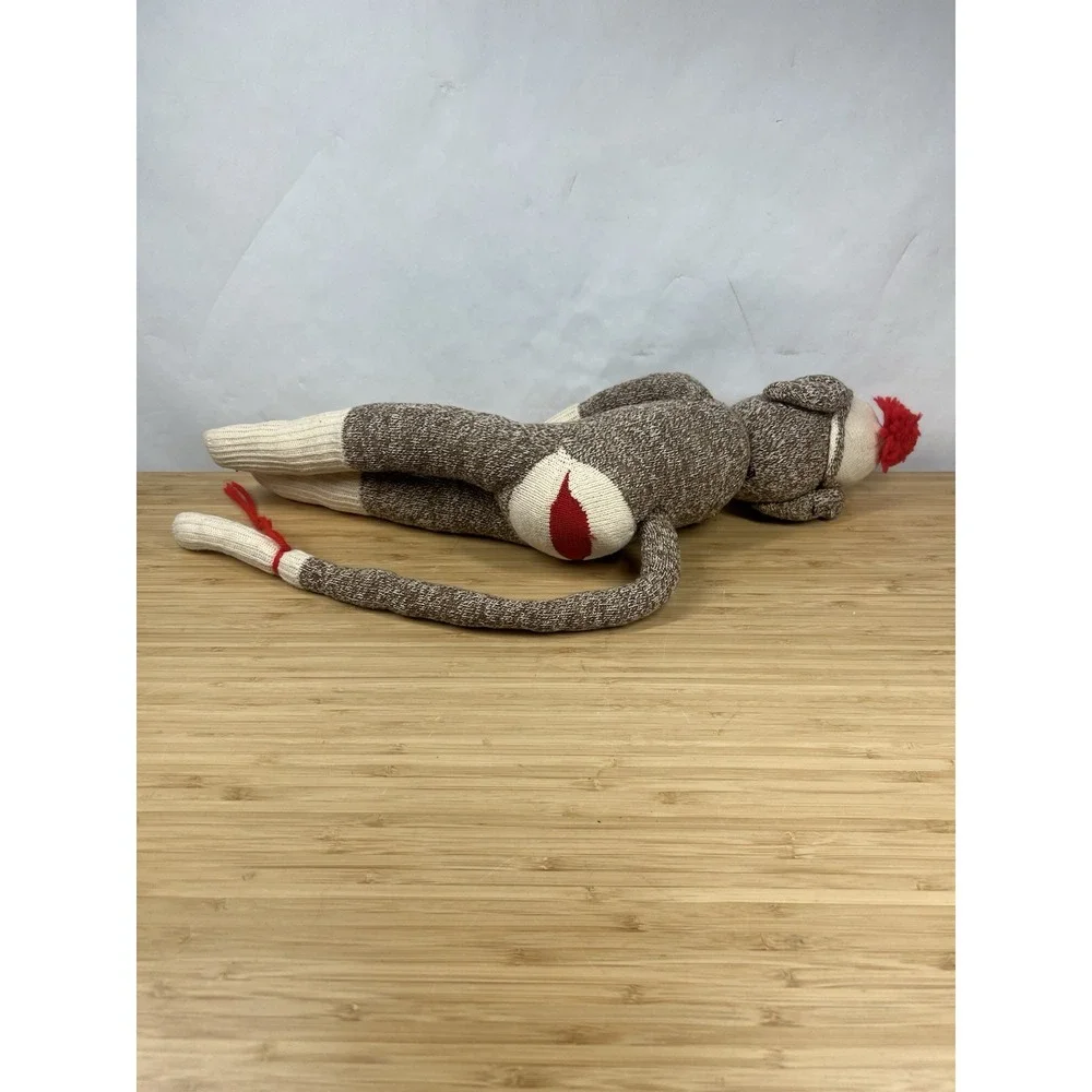 Vintage Sock Monkey Doll Knit Plush Red Heel Style Handmade 20